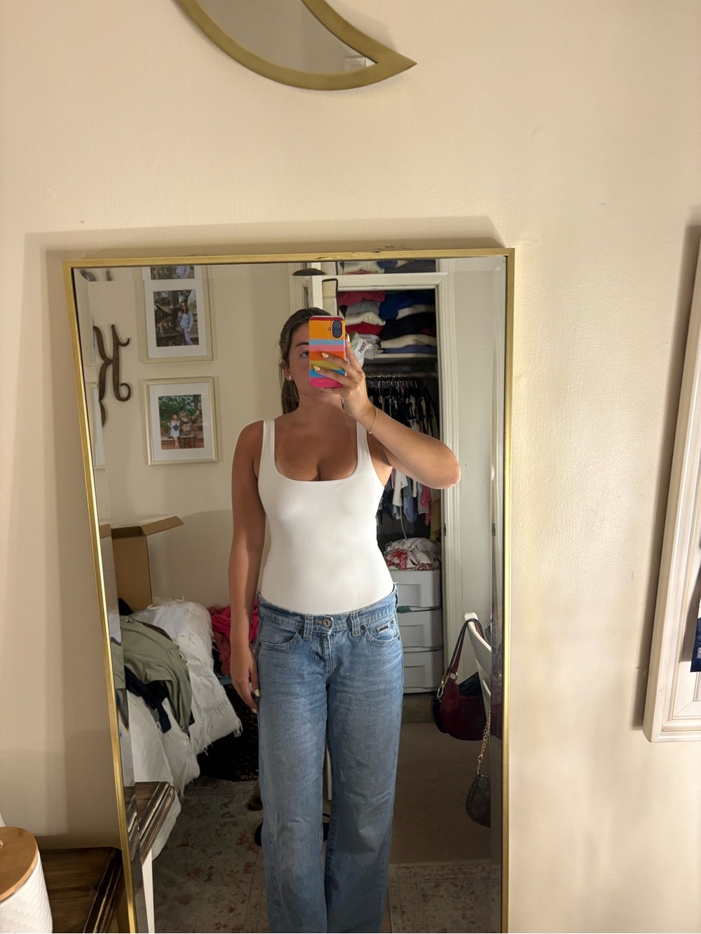 Abercrombie & Fitch White Scoop Neck Bodysuit